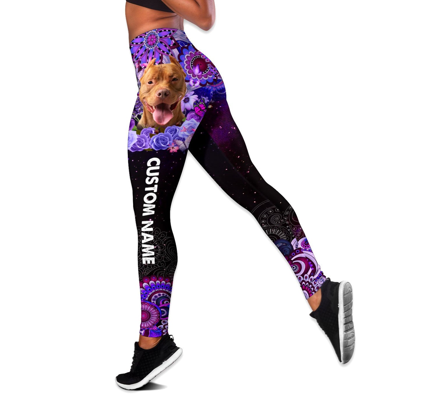 Personalized German Shepherd flowers legging + hollow tank combo ver2 NTN13042102