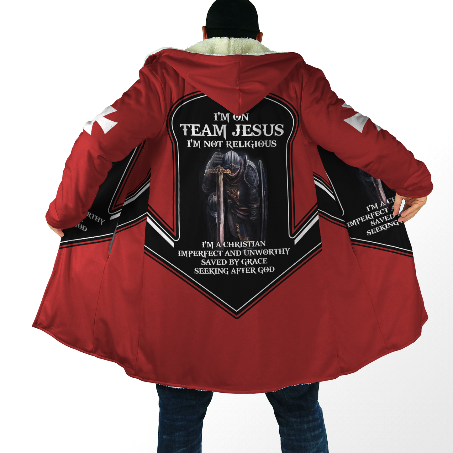 I'm On Team Jesus I'm Not Religious 3D Printed Combo Zip Cloak + Sweatpant For Winter