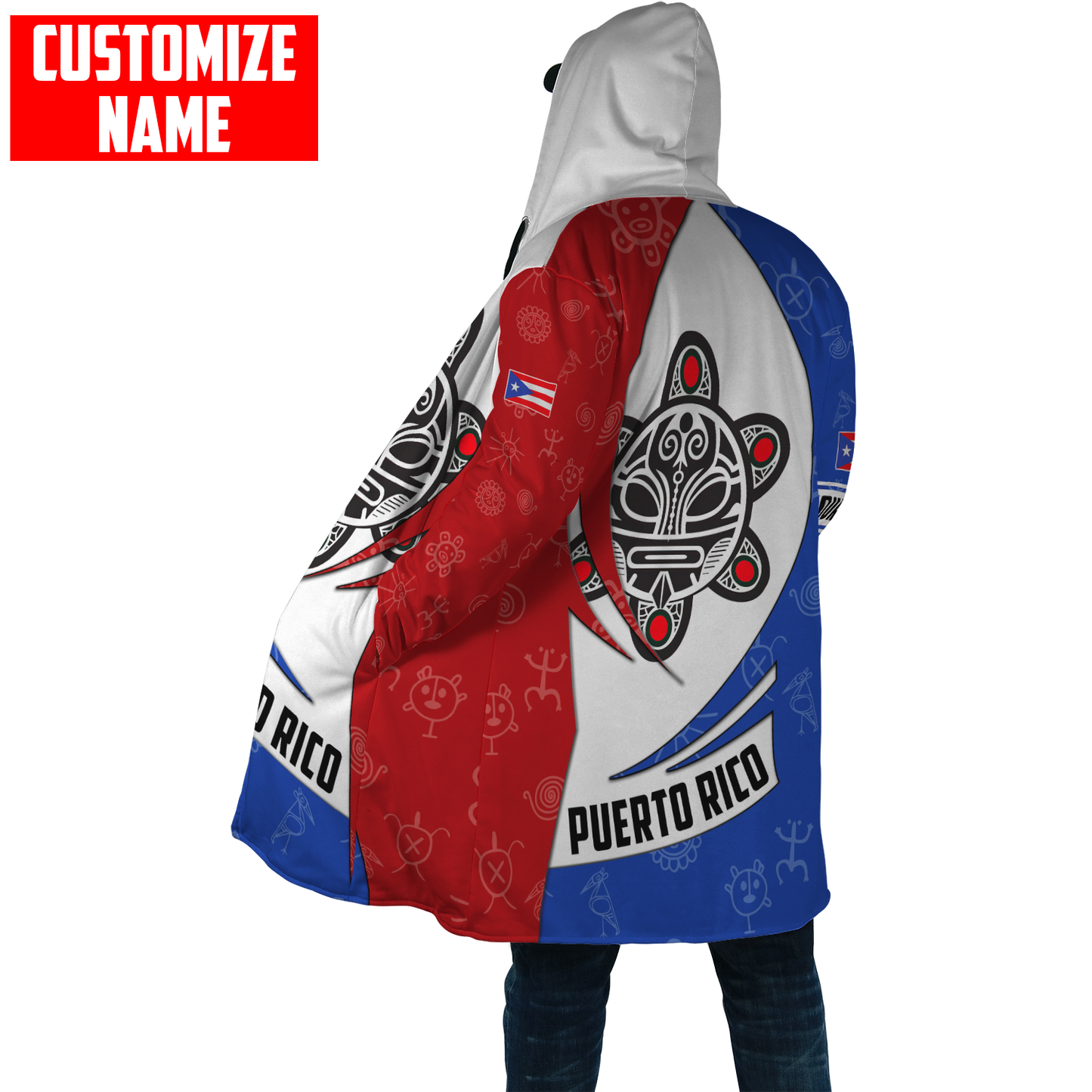 Customize Name Taino Tattoo Puerto Rico Cloak For Men And Women