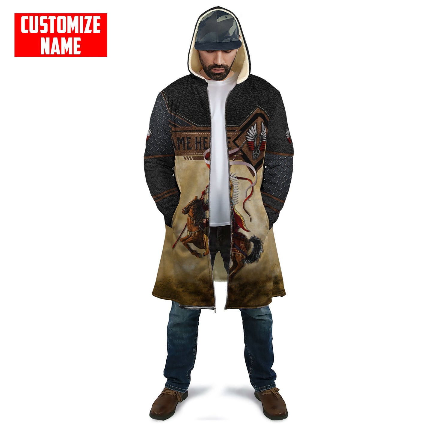 Premium Winged Hussars Metal Pattern Custom name Combo Zip Cloak Sweatpant For Winter