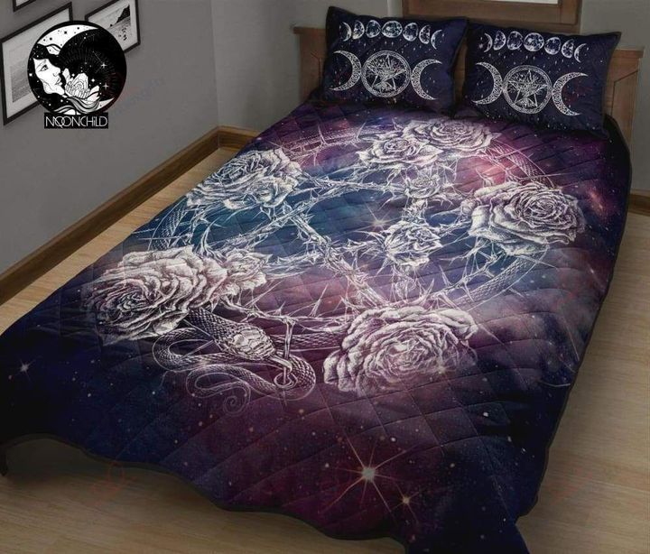 Pentacle Roses Wicca Quilt Bedding Set By ML-Quilt-ML-King-Vibe Cosyβ’