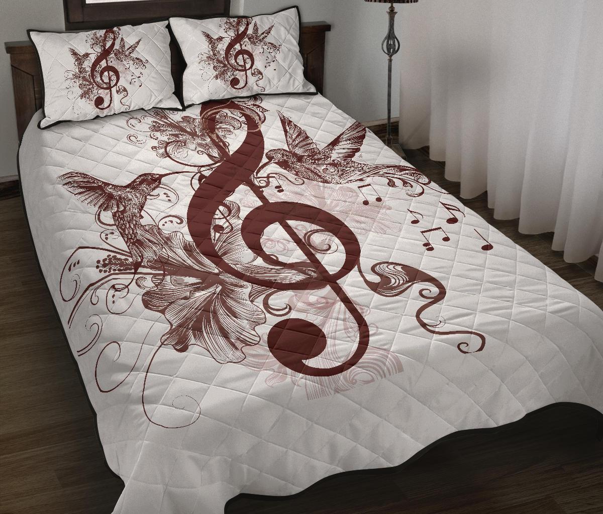 Treble Clef And Hummingbirds Quilt Bed Set By ML-Quilt-ML-King-Vibe Cosyβ’