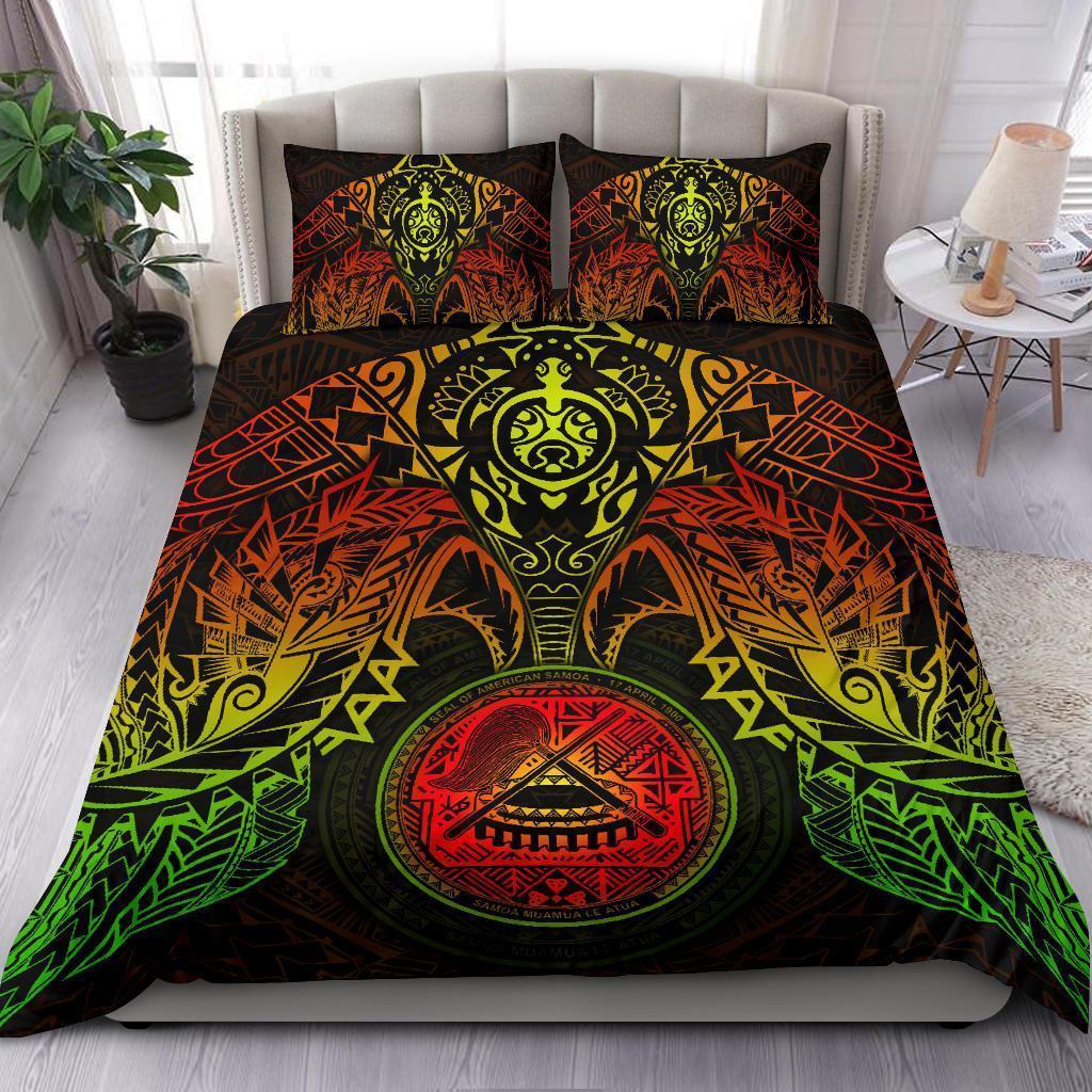 American Samoa Polynesian Duvet Cover Set Reggae Turtle Manta Ray-ML-ML-US Twin-Vibe Cosy™