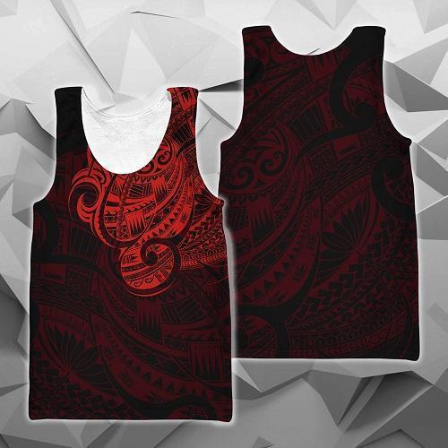 Maori Tattoo Style All Over Hoodie Red HC1002-Apparel-Huyencass-Tank Top-S-Vibe Cosy™