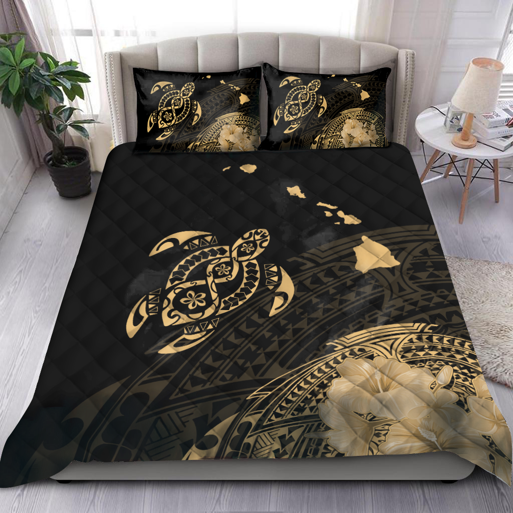 Hawaiian map hibiscus plumeria turtle polynesian bedding set HN290501-HG-HG-US Twin-Vibe Cosy™