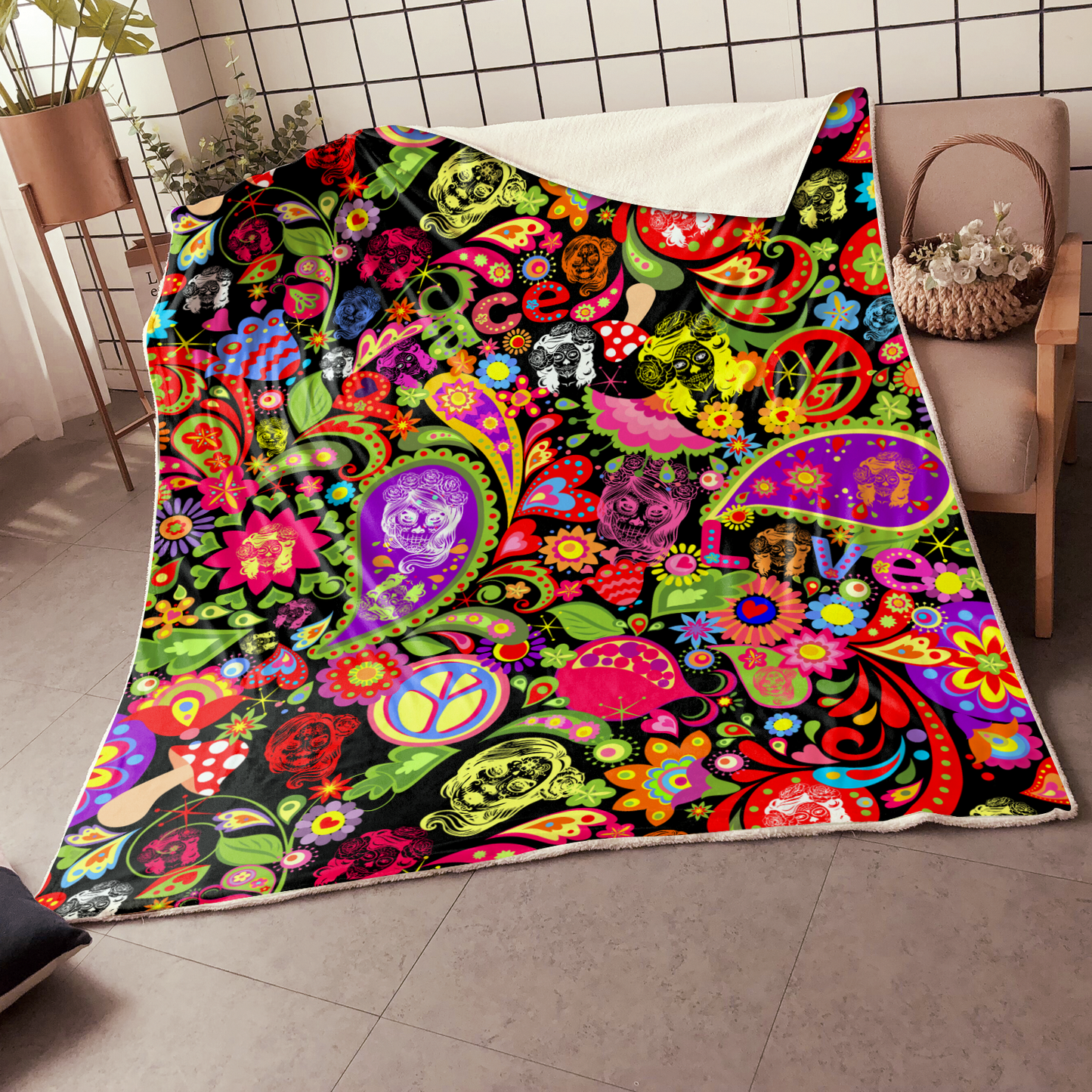 Love Skull Hippie Blanket