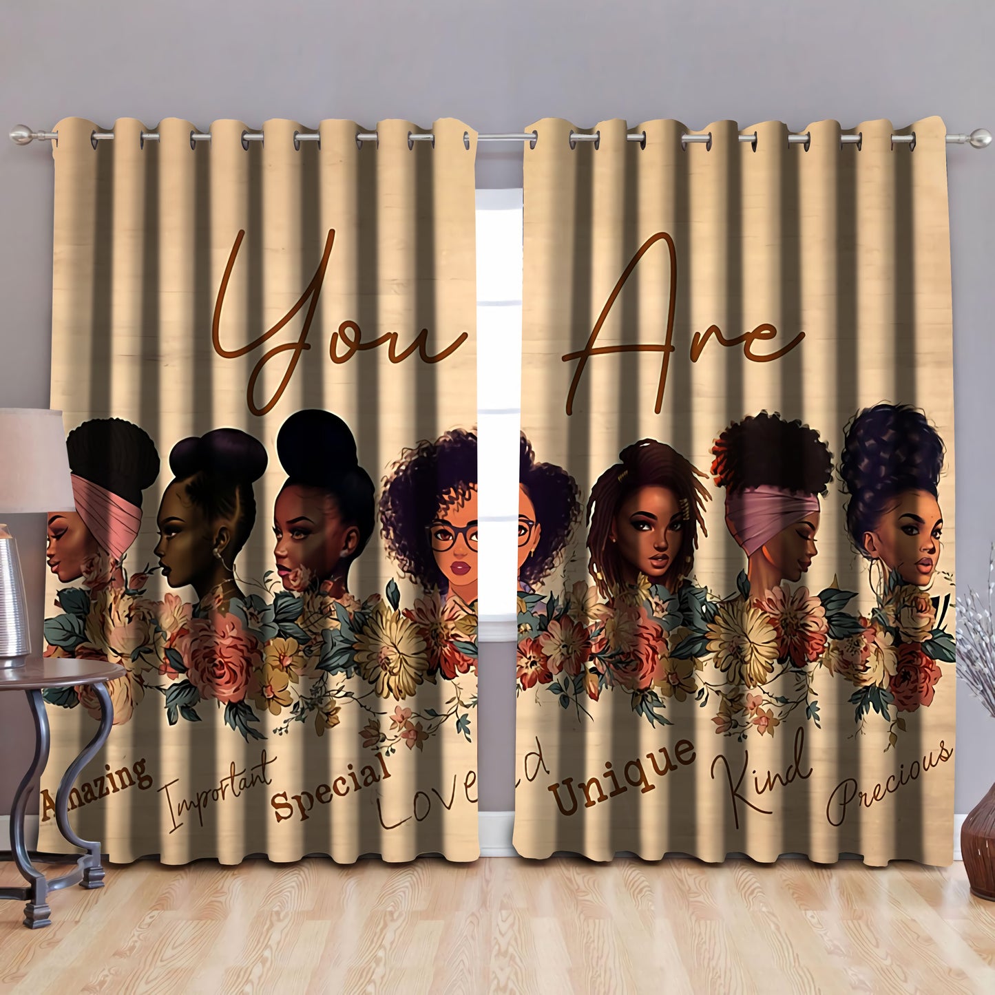 Black girl, blackout thermal grommet window curtains DD06062003 -HG-HG-52'' x 63''-Vibe Cosy™