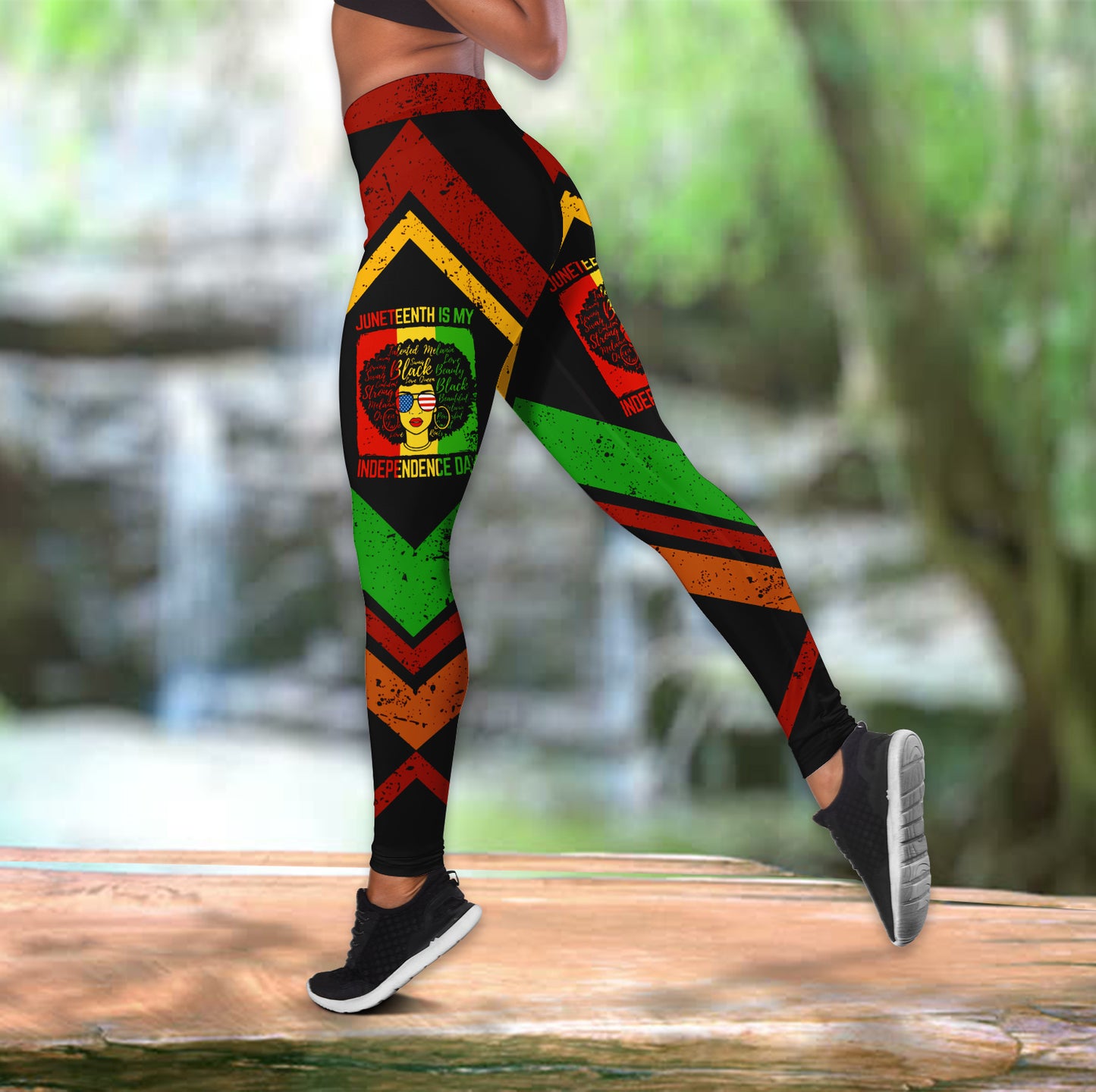 Juneteenth is my independence day leggings + hollow tank combo HAC110604-Apparel-HG-S-No tank-Vibe Cosy™