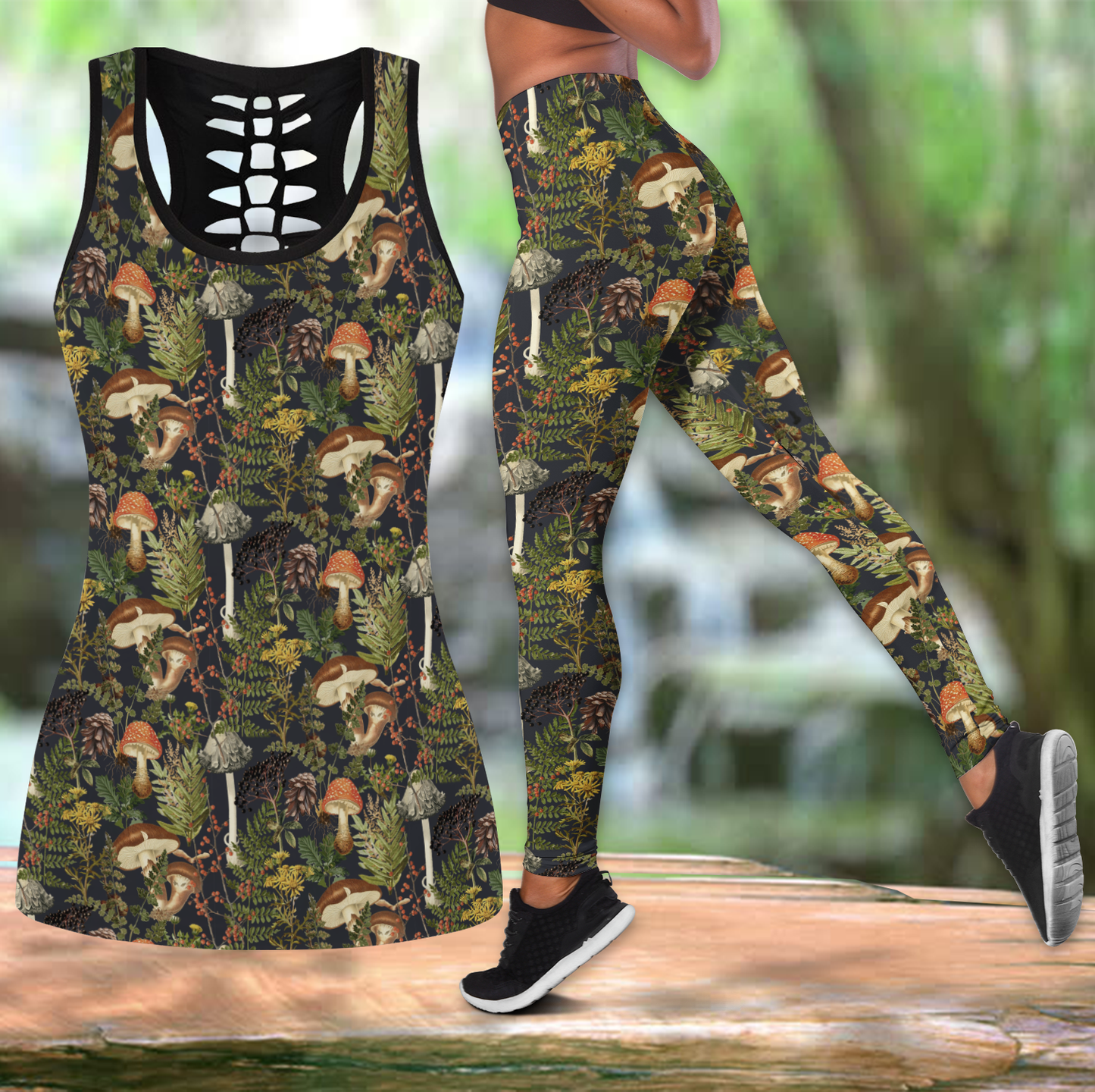 Mushroom Combo Tank Hollow + Legging JJ300302-Apparel-MP-S-S-Vibe Cosy™