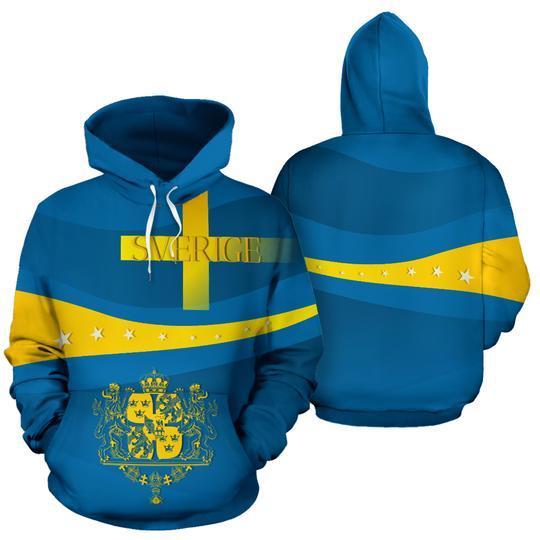 Sverige Wavy Line x Coat of Arms Sweden Hoodie NNK 023-Apparel-NNK-Hoodie-S-Vibe Cosy™
