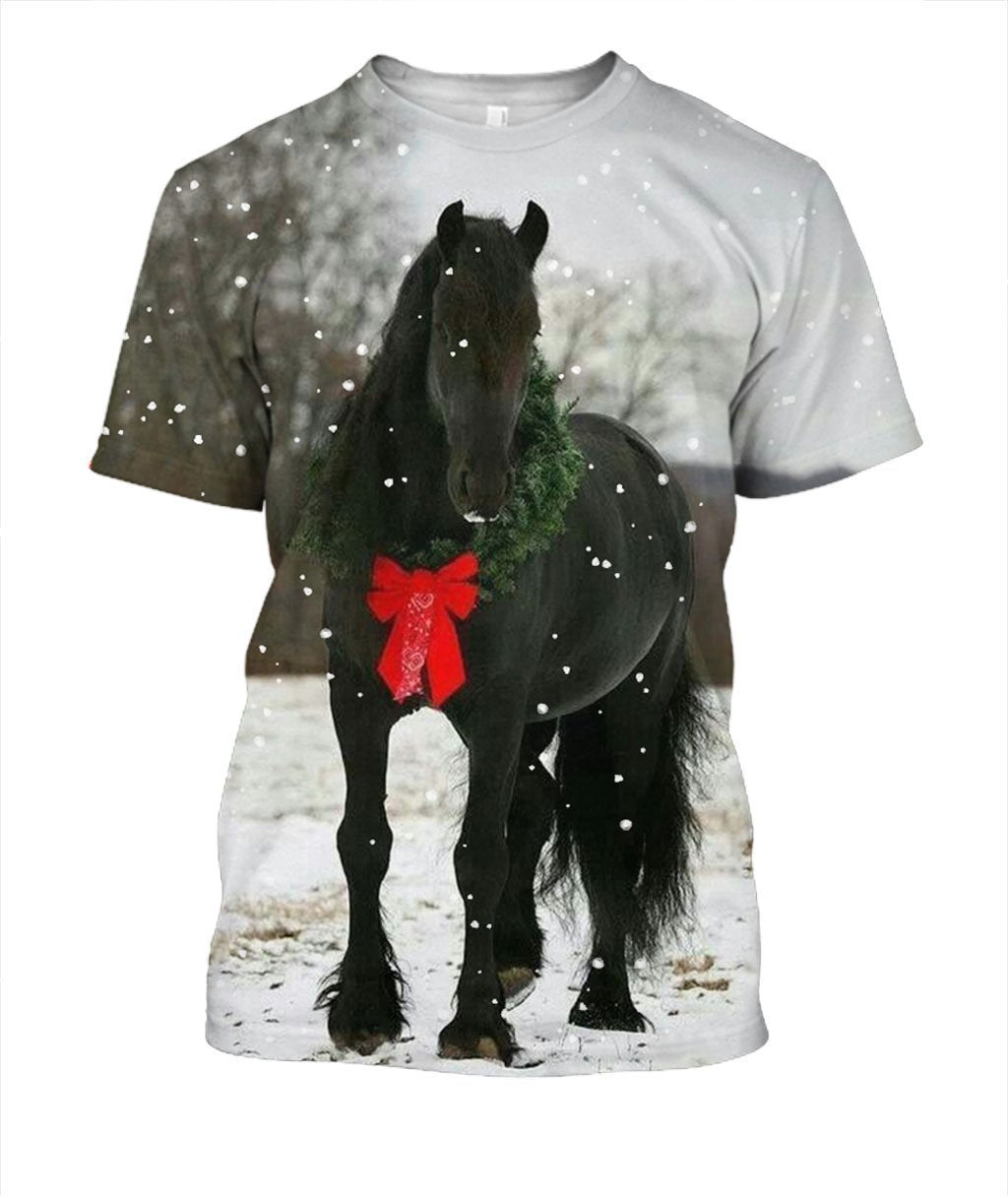 3D All Over Print Christmas Horse-Apparel-NTT-T-Shirt-S-Vibe Cosy™