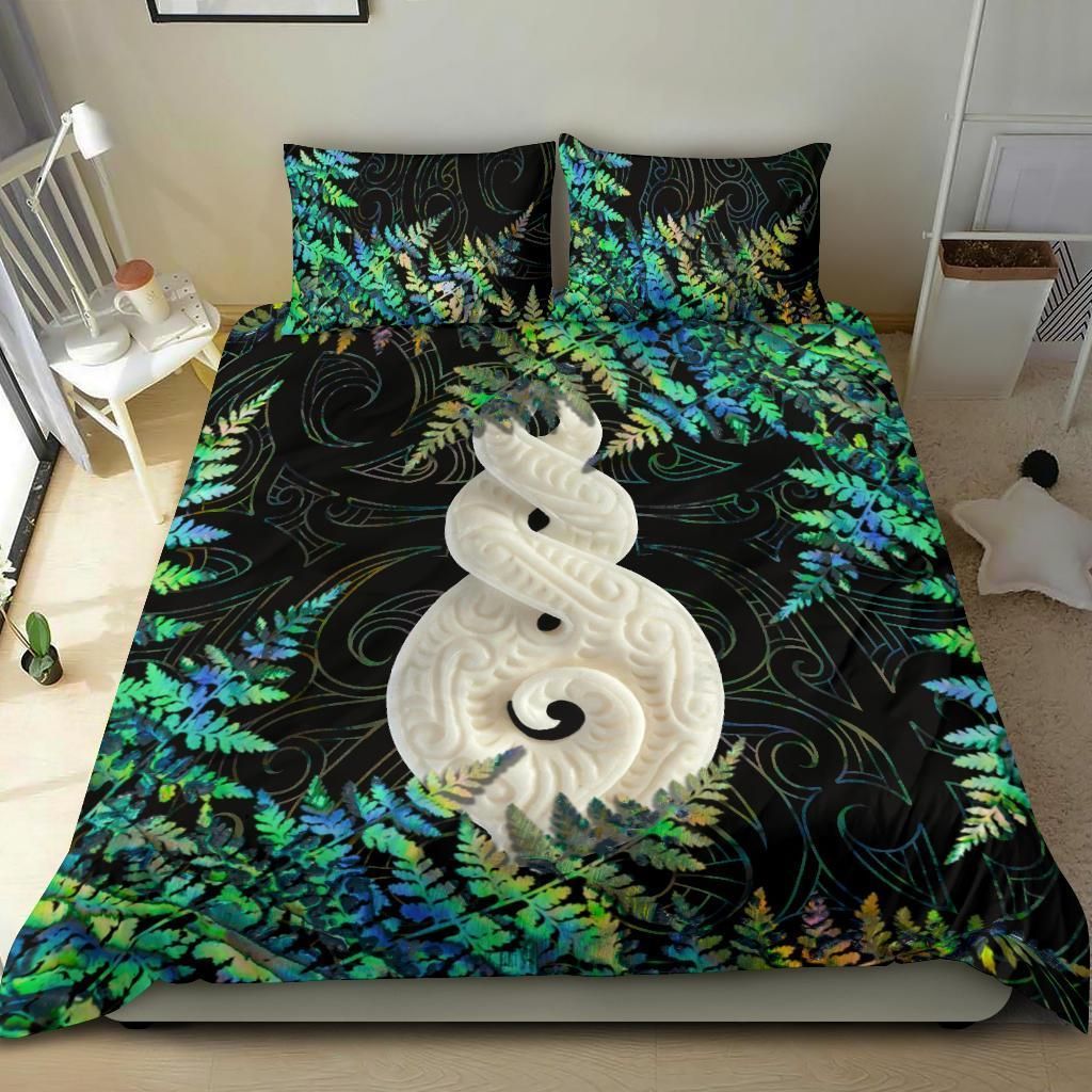 New Zealand Bedding Set Pikorua Double Twist - Silver Fern Paua shell