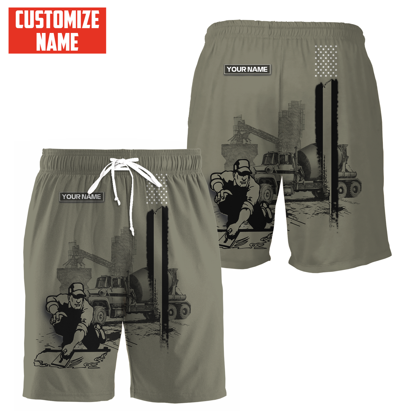 Customized Name US Concrete Finisher With Poured Concrete 3D All Over Printed Shirts