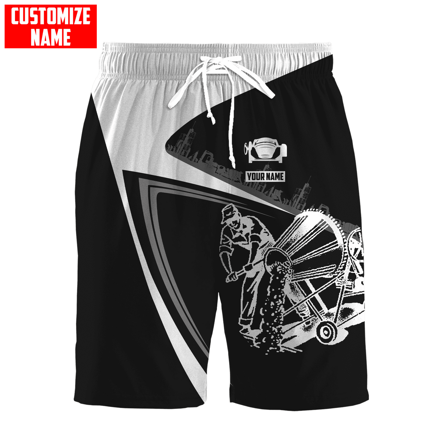 Customized Name Mixer Concrete Finisher 3D All Over Printed Combo T-shirt Boardshorts