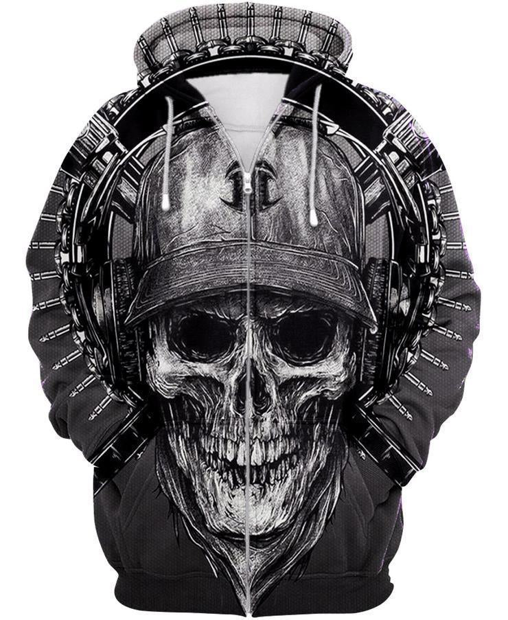 Love Skull & Like Music PL229-Apparel-PL8386-Zipped Hoodie-S-Vibe Cosy™