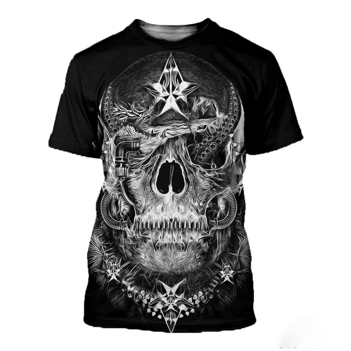 3D PRINTED SKULL CLOTHES PL281-Apparel-PL8386-T-Shirt-S-Vibe Cosy™