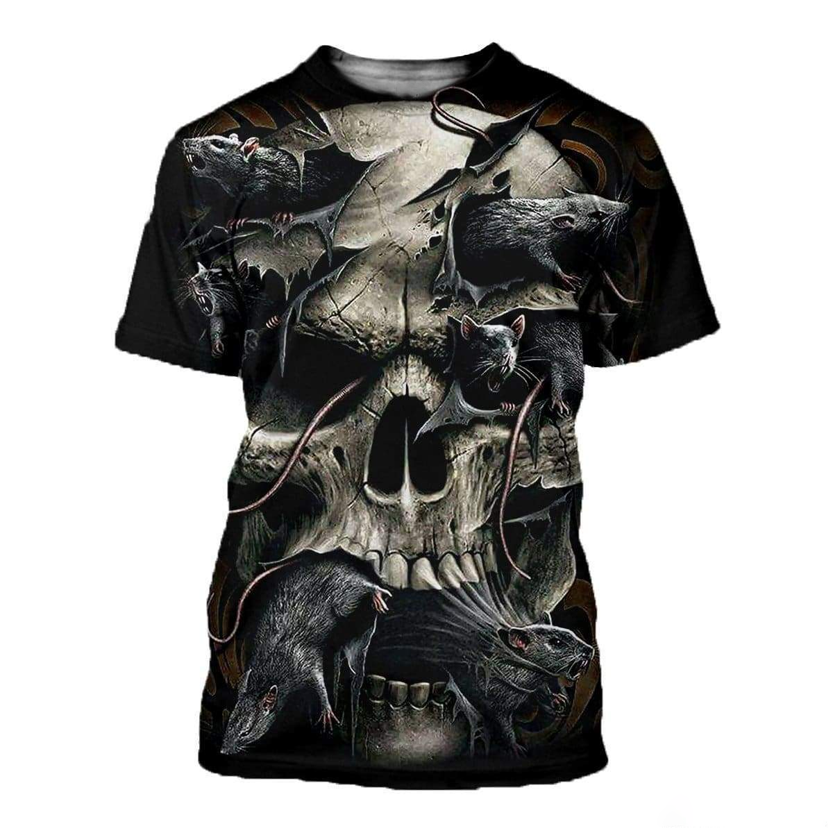 3D PRINTED HALLOWEEN SKULL CLOTHES PL284-Apparel-PL8386-T-Shirt-S-Vibe Cosy™