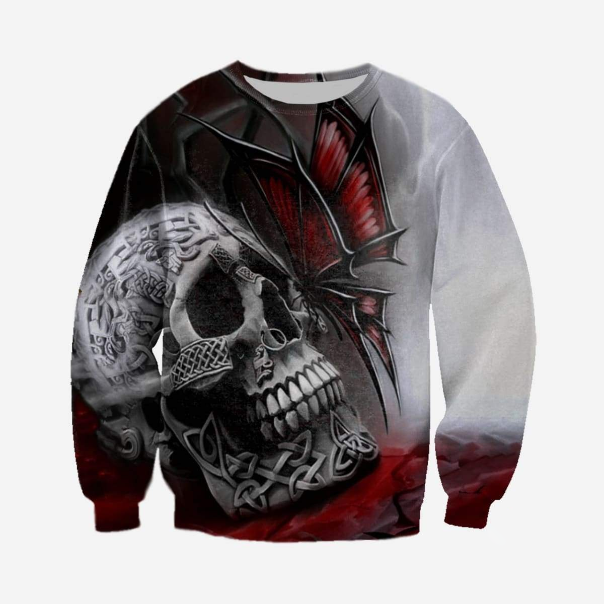 3D ALL OVER PRINTED SKULL AND BUTTERFLY TOPS PL289-Apparel-PL8386-Sweatshirt-S-Vibe Cosy™