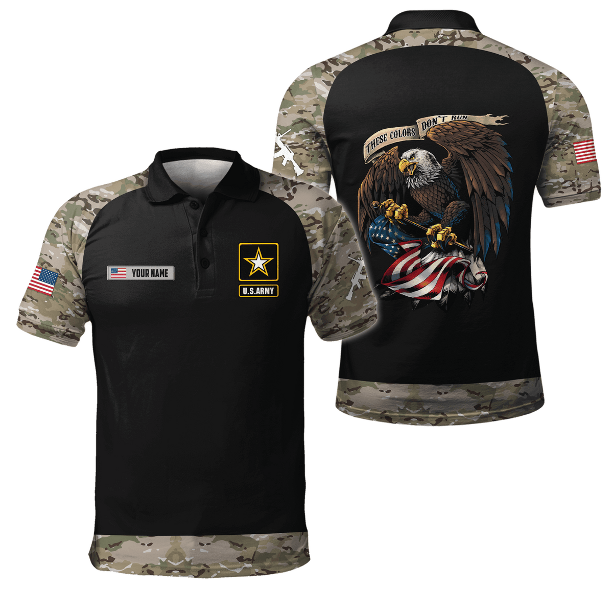 Custom name Camo Army Veteran 3D printed shirts Proud Military
