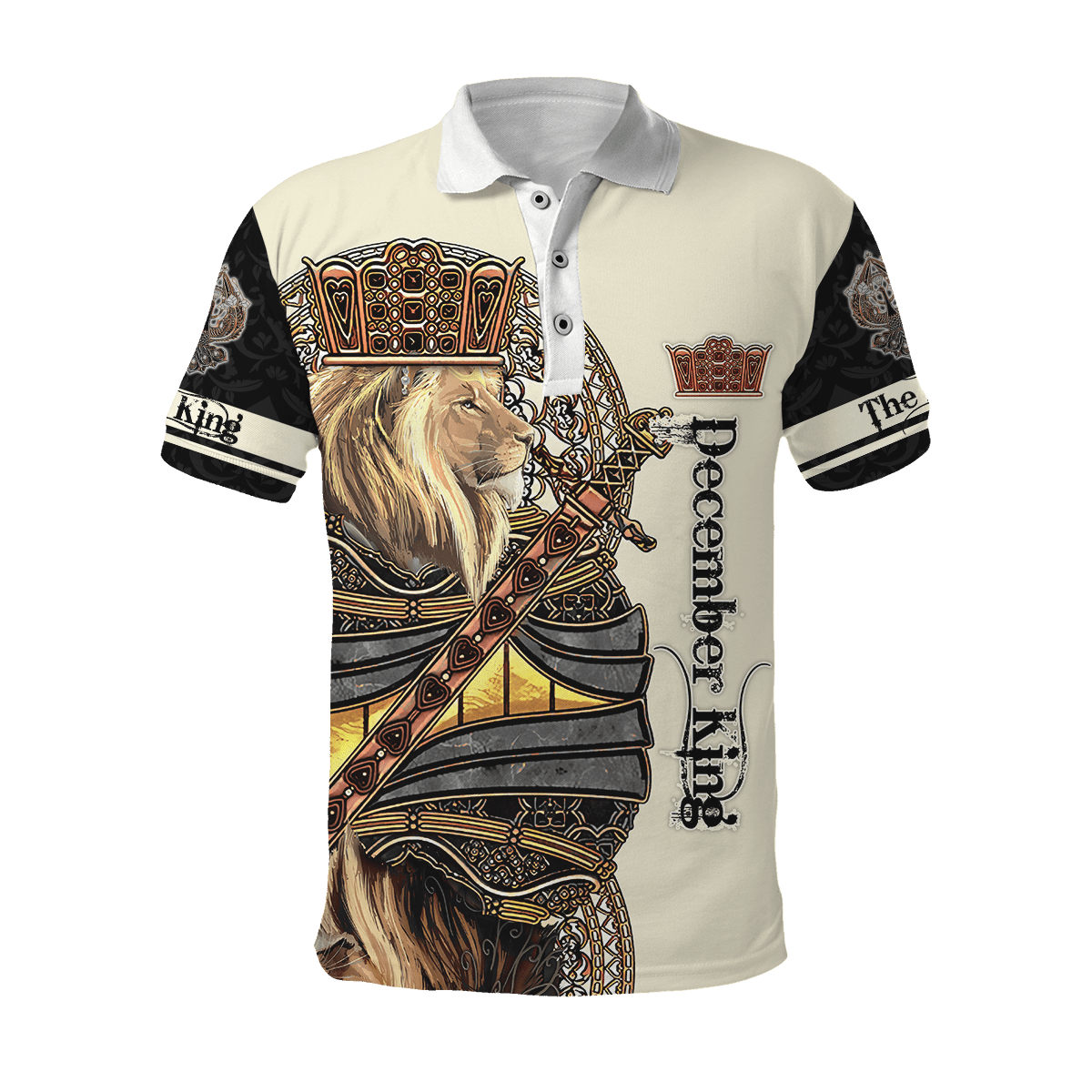 December Black King Lion 3D All Over Printed Unisex Shirts