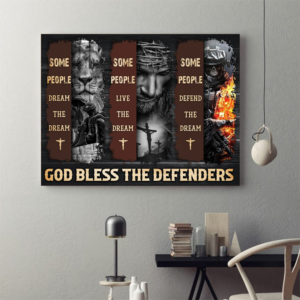 Jesus Veteran - God Bless The Defenders 3D Landscape Canvas Poster Wall Art