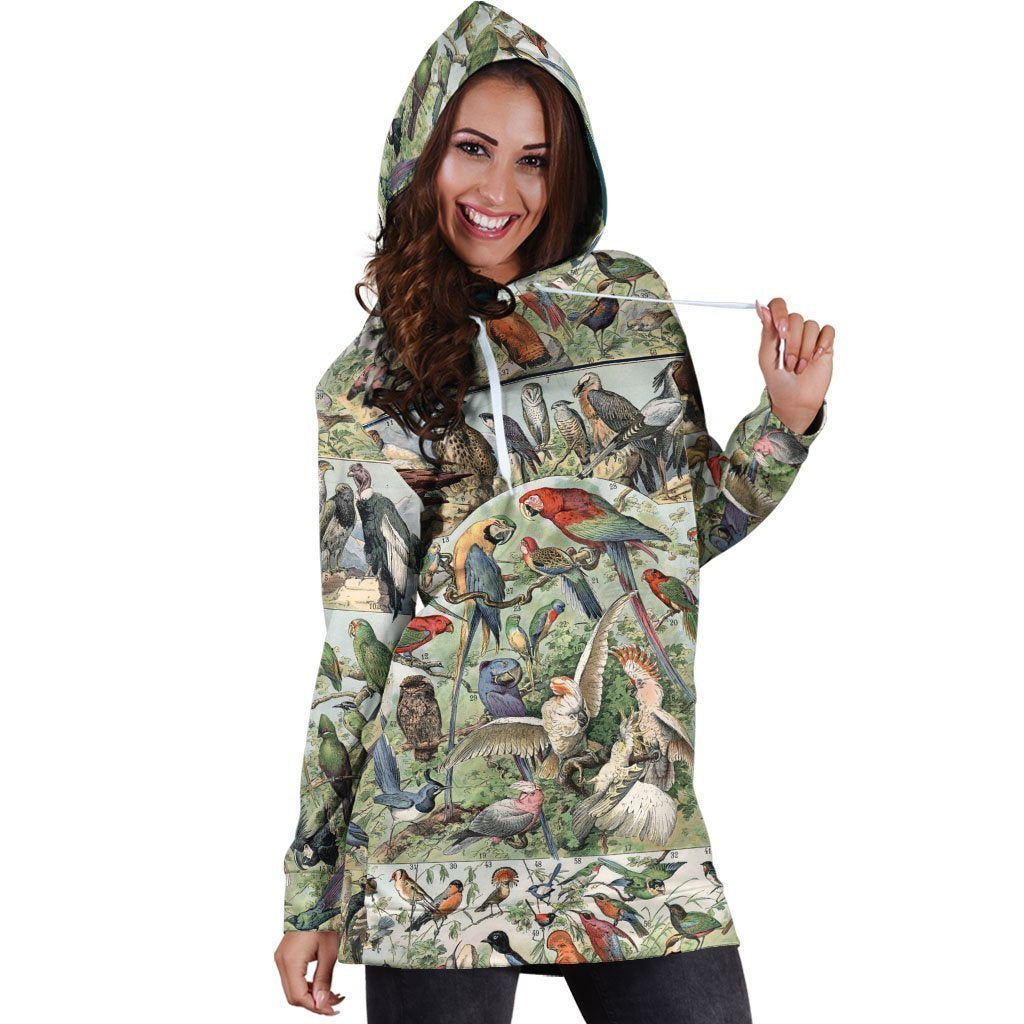 All Over Printed Parrots Hoodie Dress H1202B-Apparel-HbArts-Hoodie Dress-S-Vibe Cosy™