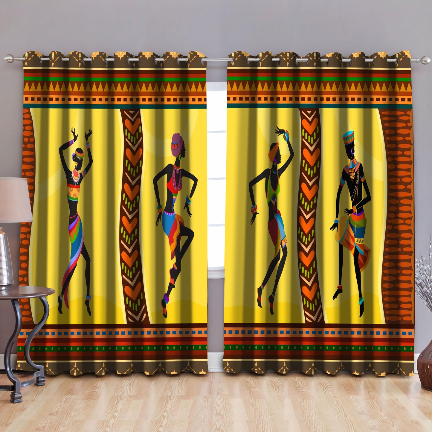 African Heritage Blackout Thermal Grommet Window Curtains Pi30052005-Curtains-MP-52'' x 63''-Vibe Cosy™