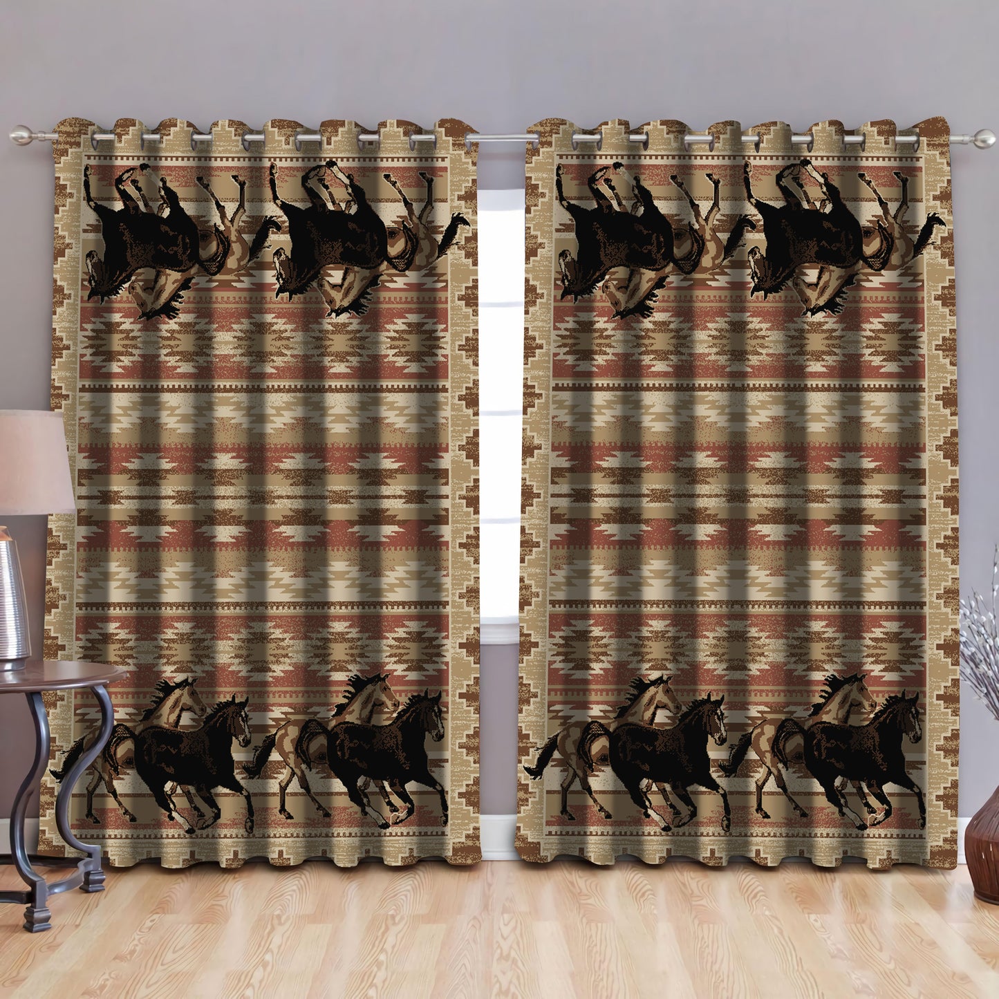 Native American Pattern Blackout Thermal Grommet Window Curtains Pi30052006-Curtains-MP-52'' x 63''-Vibe Cosy™
