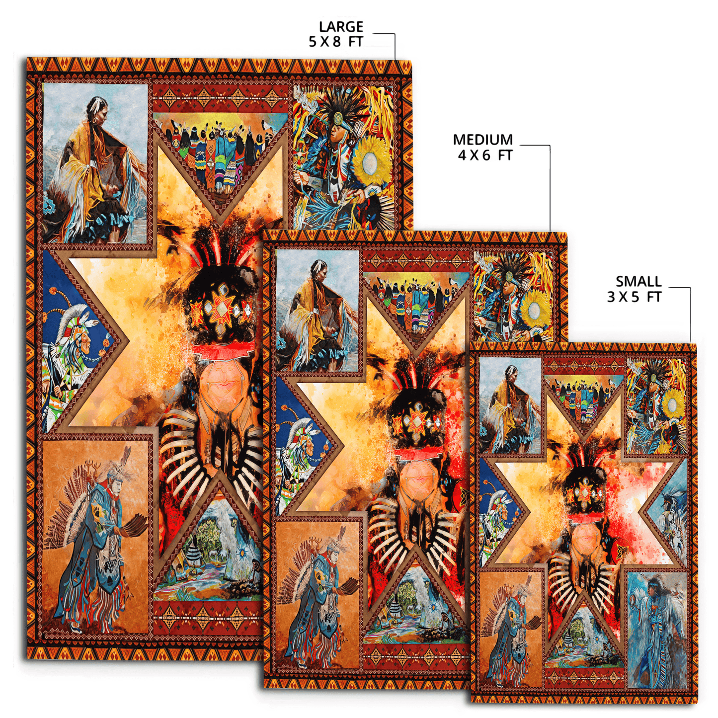 Native American Pow Wow 3D All Over Printed Rug