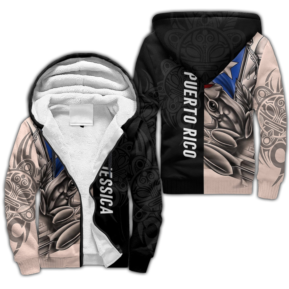 Customize Name Common Coquí Puerto Rico For Men And Women Fleece Zip-up Hoodie MH23022104