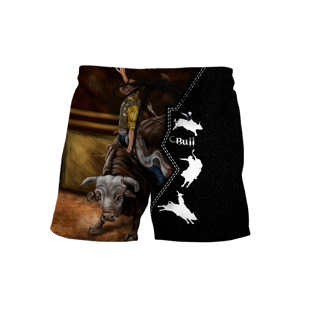 Personalized Name Bull Riding 3D All Over Printed Unisex Shirts Black Leather Texture