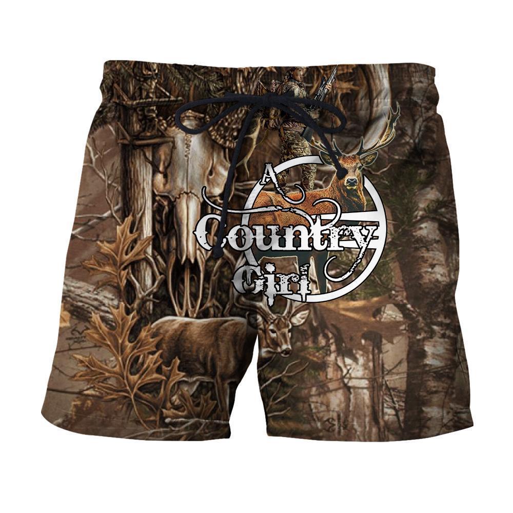 3D All Over Printed Country Girl Bowhunting Deer Art Shirts and Shorts-Apparel-HP Arts-SHORTS-S-Vibe Cosy™