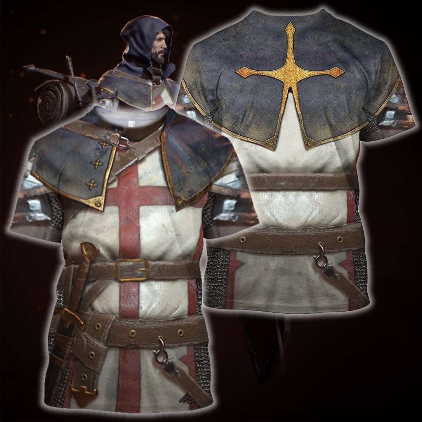 3D All Over Printed Knights Templar Tops-Apparel-HP Arts-T-Shirt-S-Vibe Cosy™