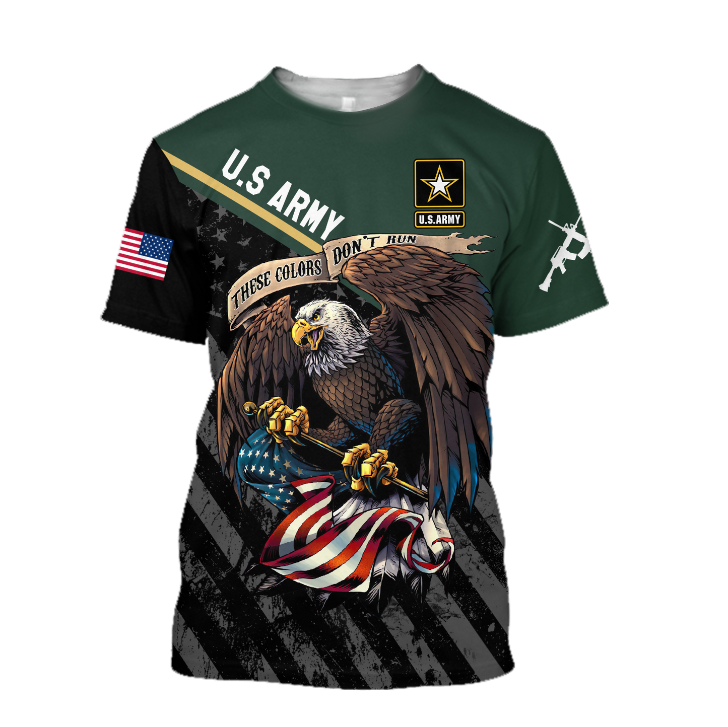 US Veteran Army Green 3D All Over Printed Shirts For Men And Women