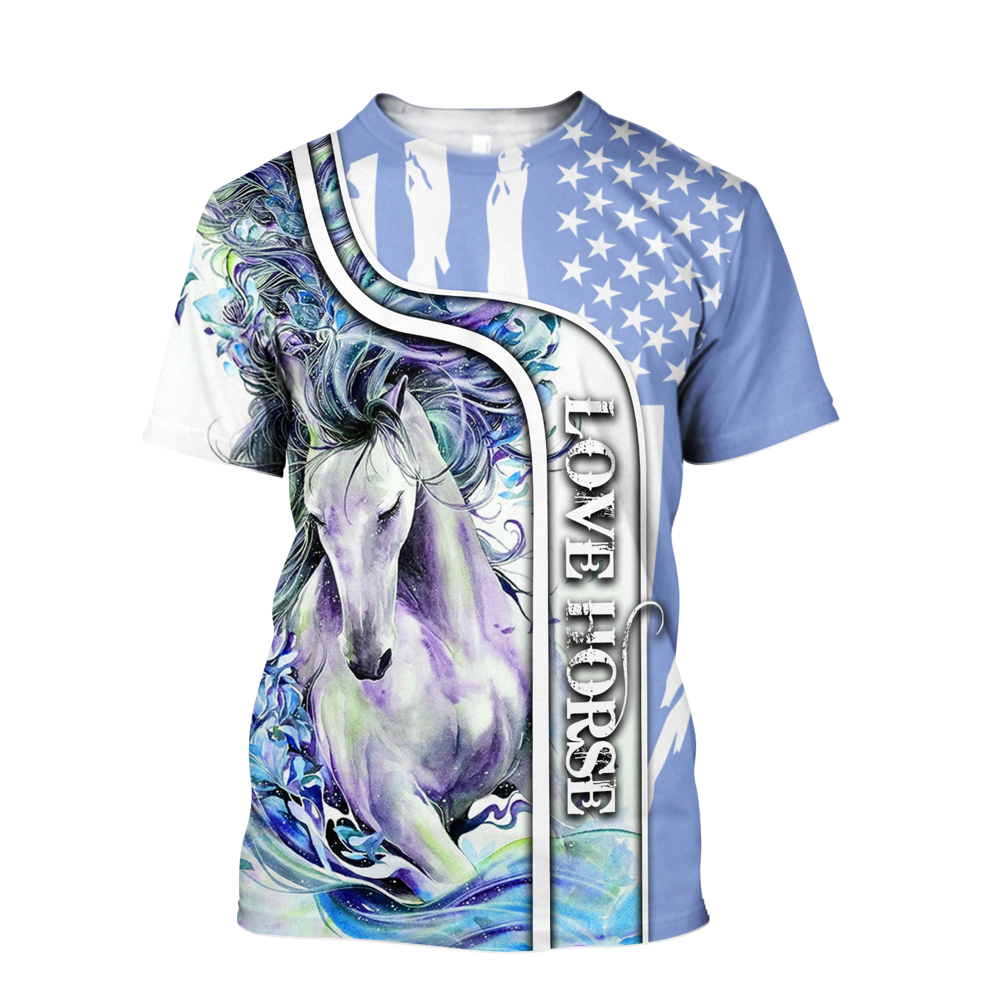 Beautiful Love Horse winter set for Women - Blue Version Pi201203-Apparel-NNK-T-Shirt-S-Vibe Cosy™