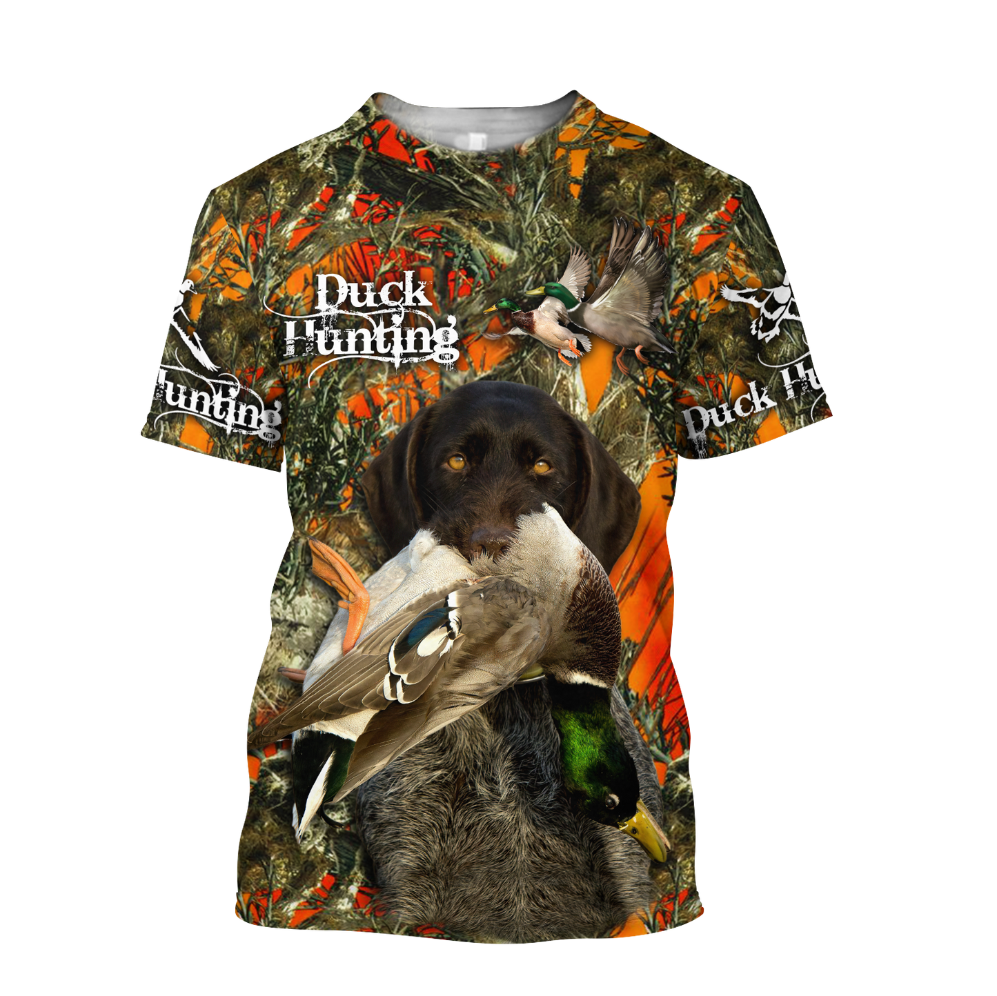 Duck Hunting Labrador Retriever Orange Camo 3D All Over Print Hoodie Pi17082001S