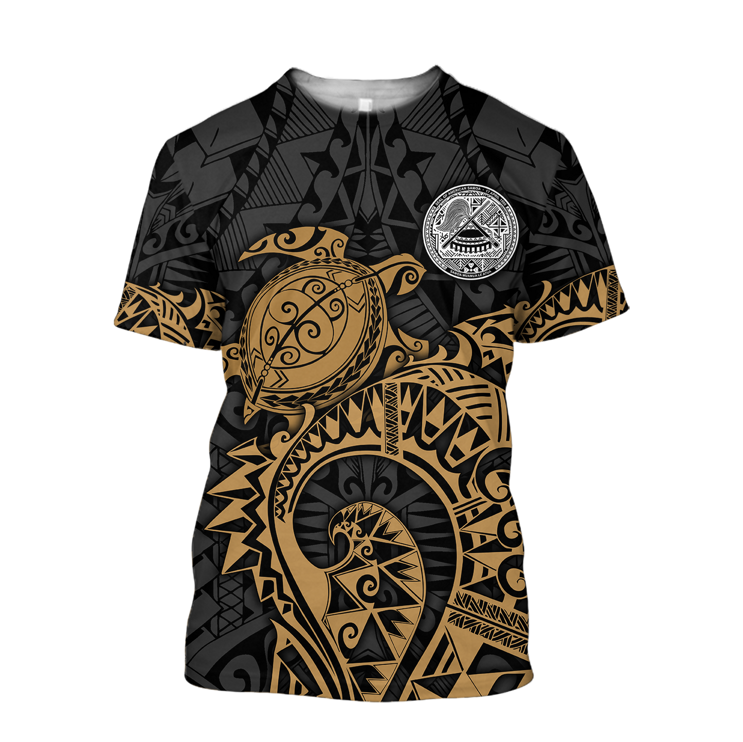 Samoa Polynesian Hoodie Gold Turtle Flowing 3d all over printed shirt and short for man and women AZ130201 PL-Apparel-PL8386-T-shirt-S-Vibe Cosy™