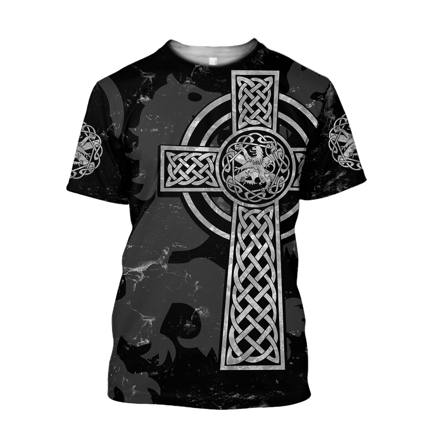 Scottish Lion Celtic Cross grey version Hoodie AZ210201-Apparel-PL8386-T-shirt-S-Vibe Cosy™