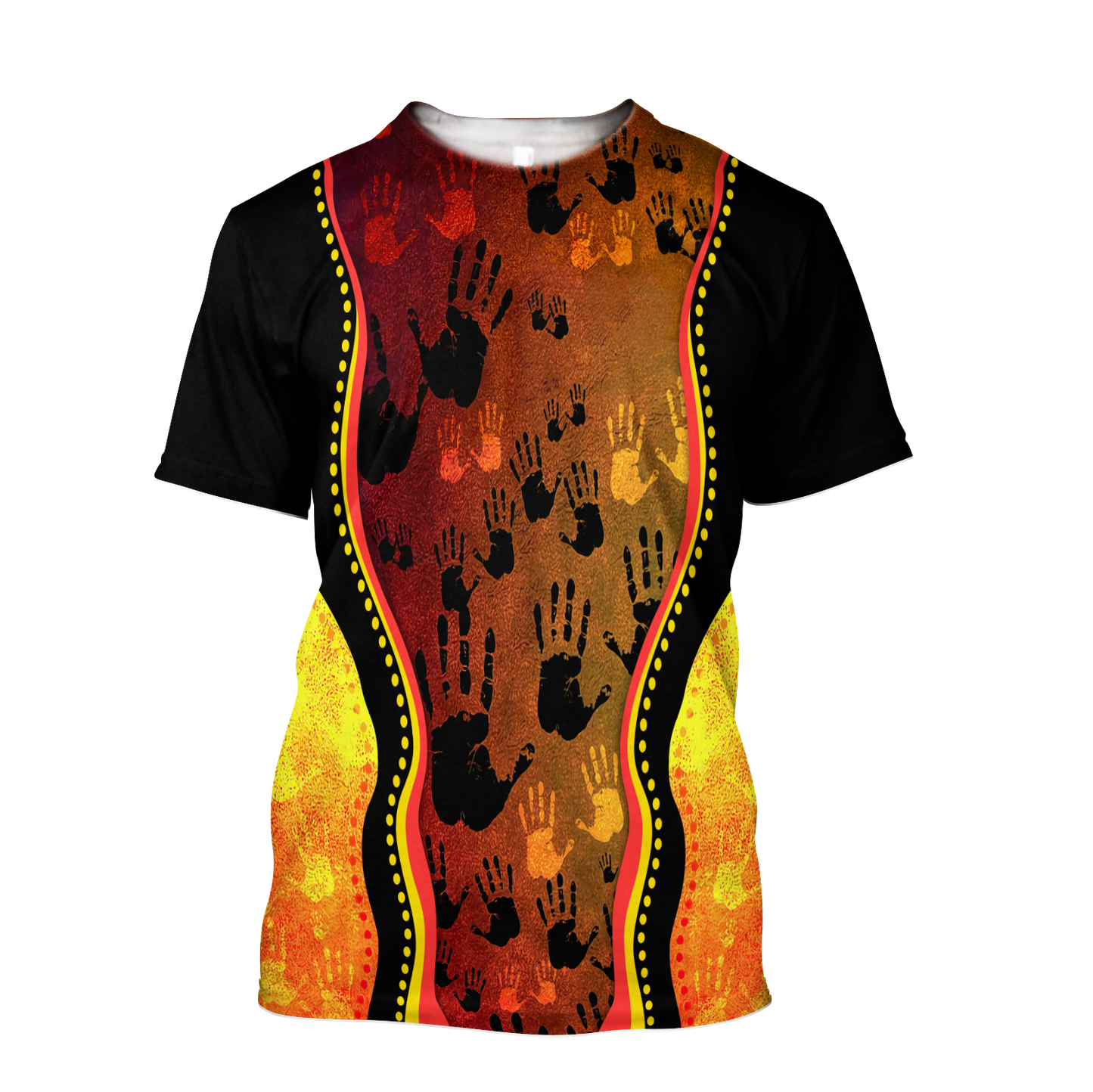 Aboriginal Rock Painting Hand Art Golden Style Shirt for Men and Women