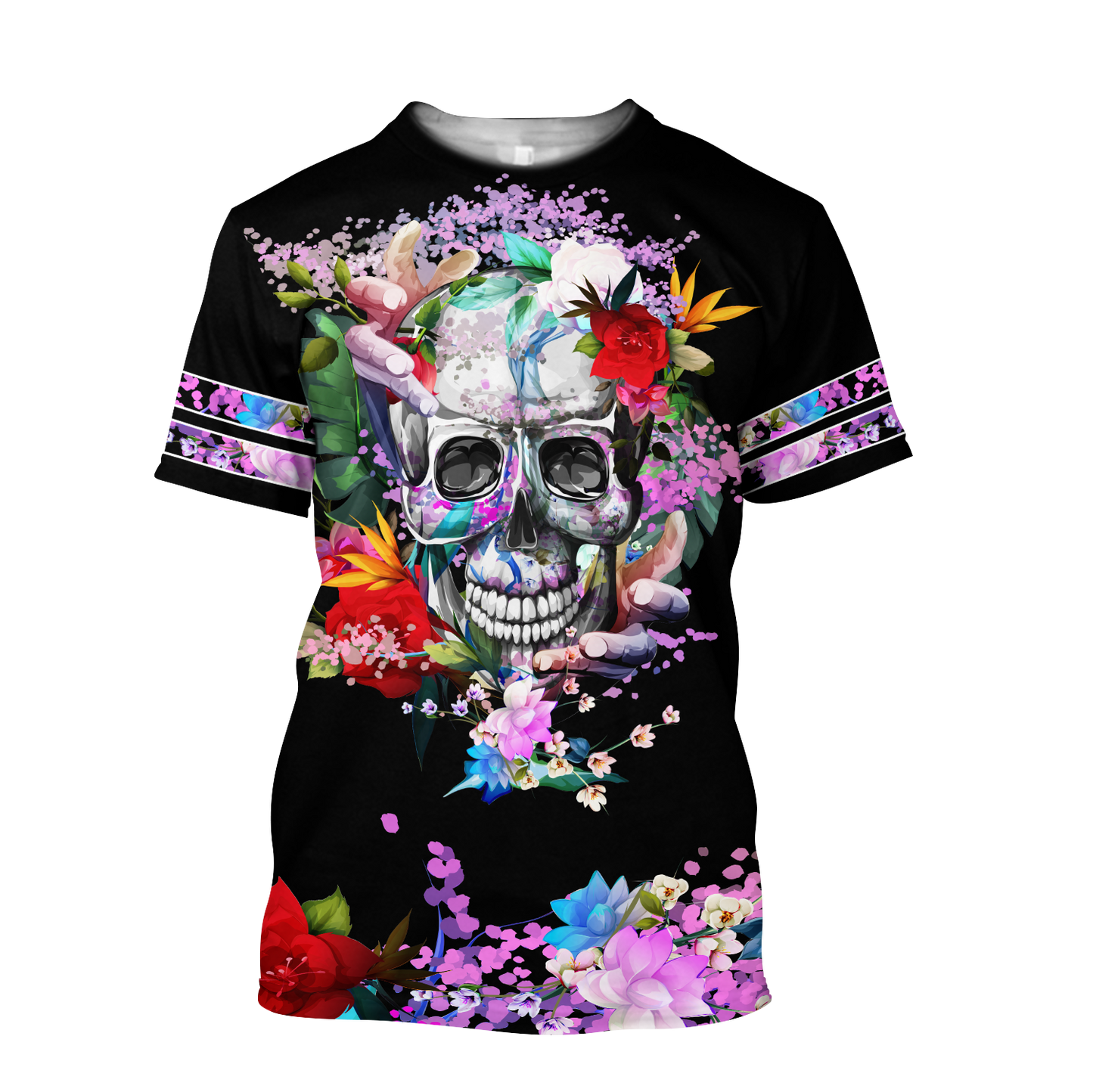 Rose Love Skull 3D all over printed for man and women QB05252003-Apparel-PL8386-T- Shirt-S-Vibe Cosy™