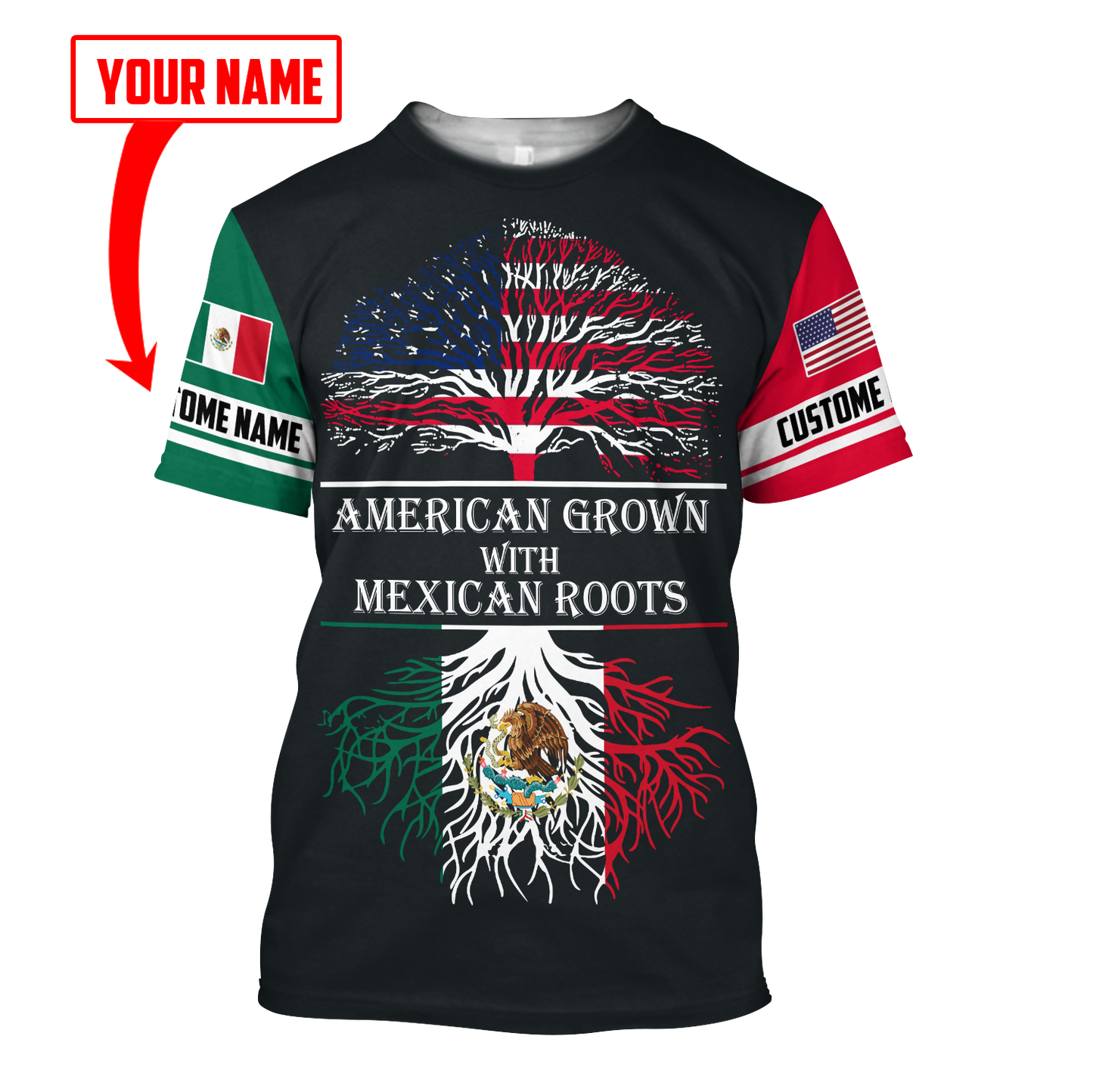 Persionalized American Grown With Mexican Roots 3D All Over Printed Shirts