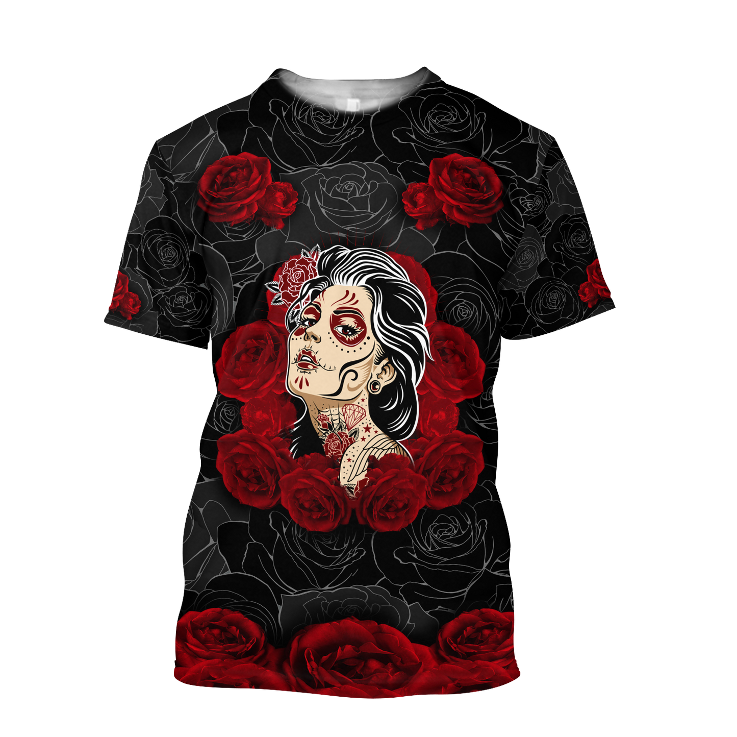 Love Rose And Skull 3D all over for man and women QB05122001-Apparel-PL8386-T- Shirt-S-Vibe Cosy™