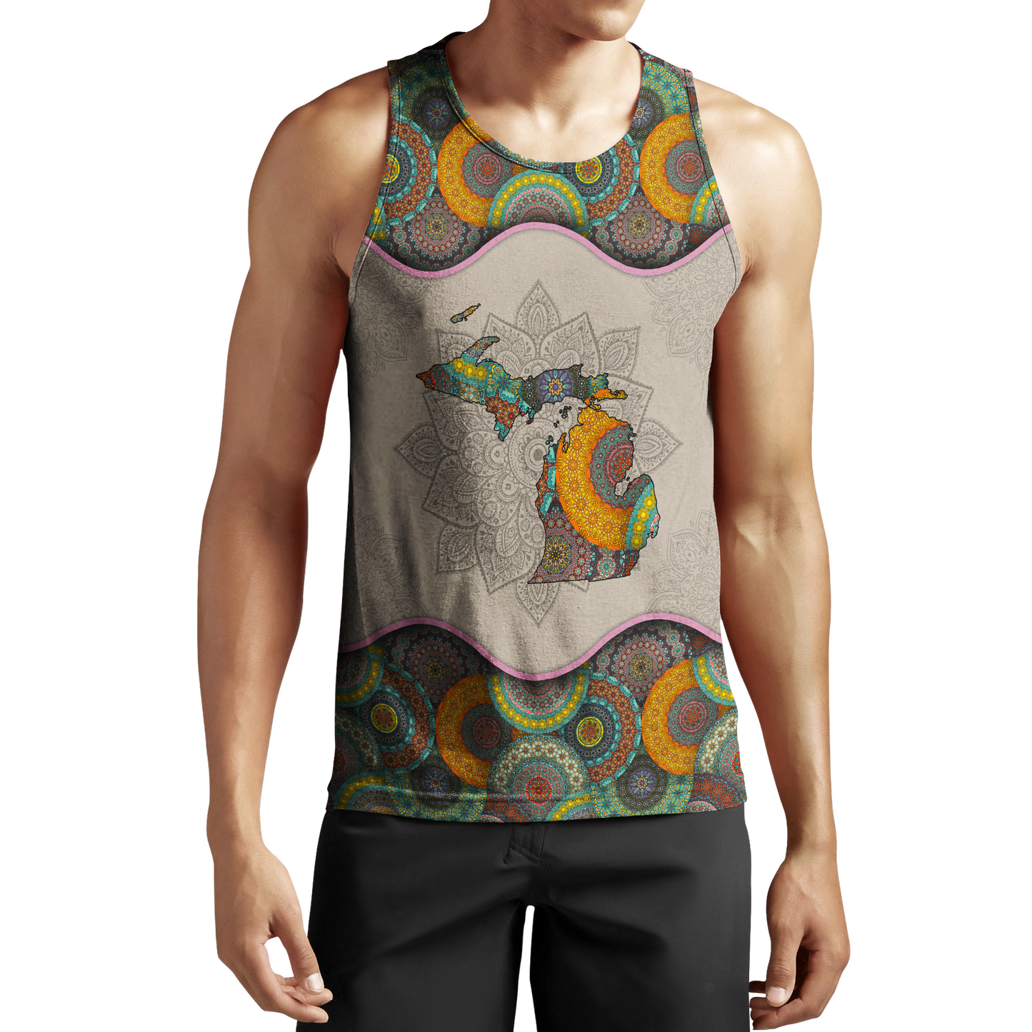 Awesome Vintage Mandala Michigan 3D All Over Printed Shirts Hoodie JJ27052002-Apparel-MP-Tank Top-S-Vibe Cosy™