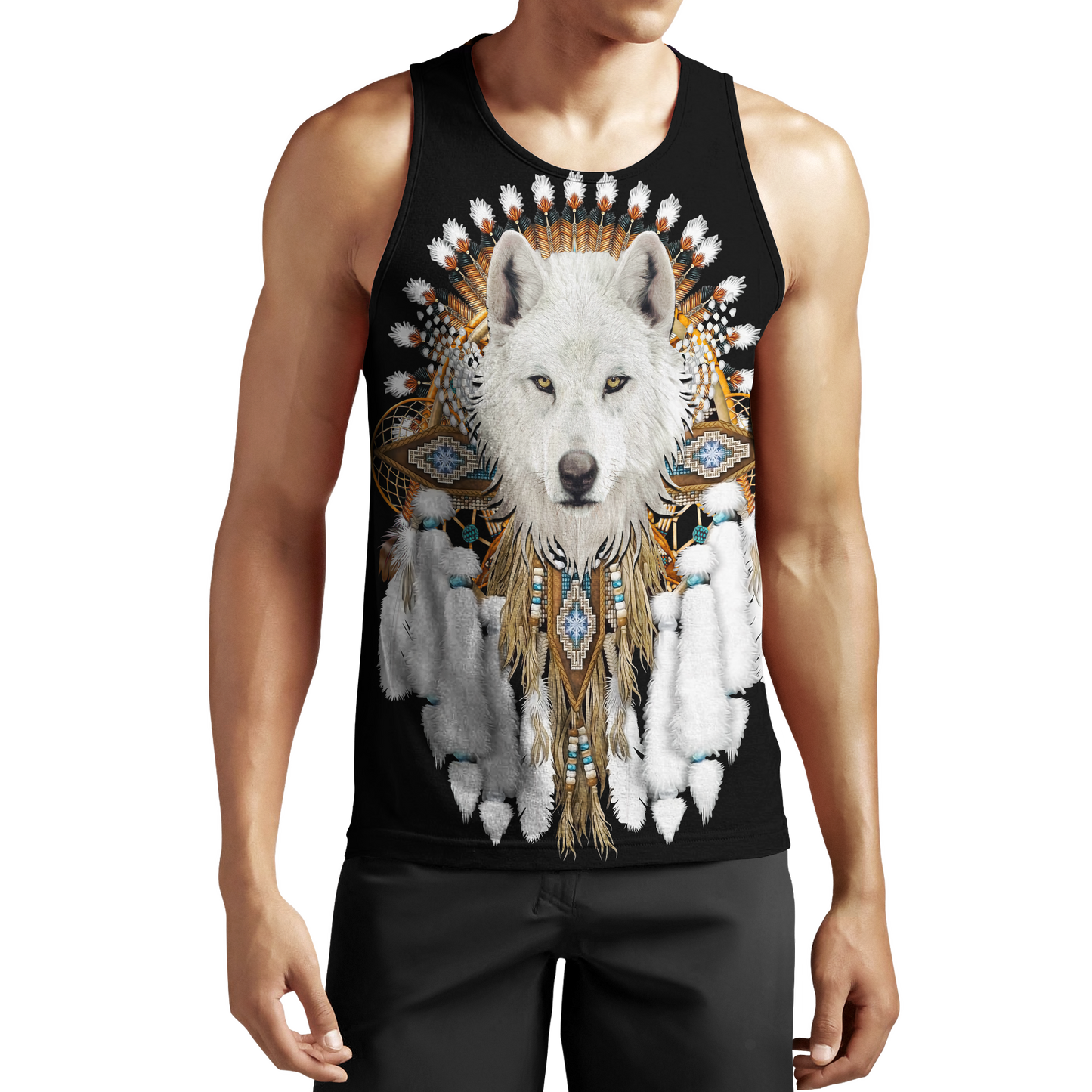 Native American Wolf 3D All Over Printed Shirts MP18052002-Apparel-MP-Tanktop-S-Vibe Cosy™