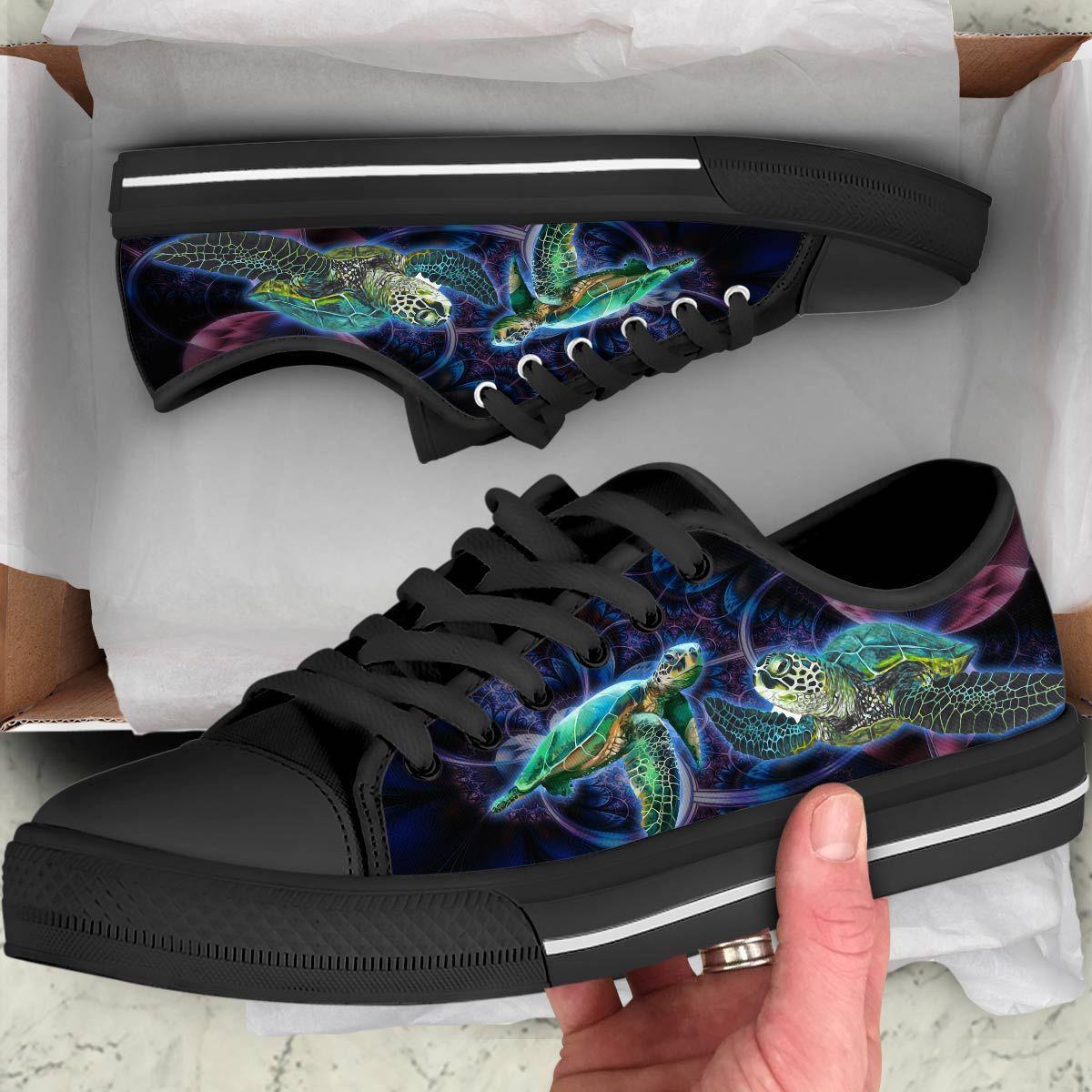 Galaxy Turtle Low Top Shoes TA030629-TA-Unisex Low Top Canvas Shoes-Black-EU36 (US6)-Vibe Cosy™
