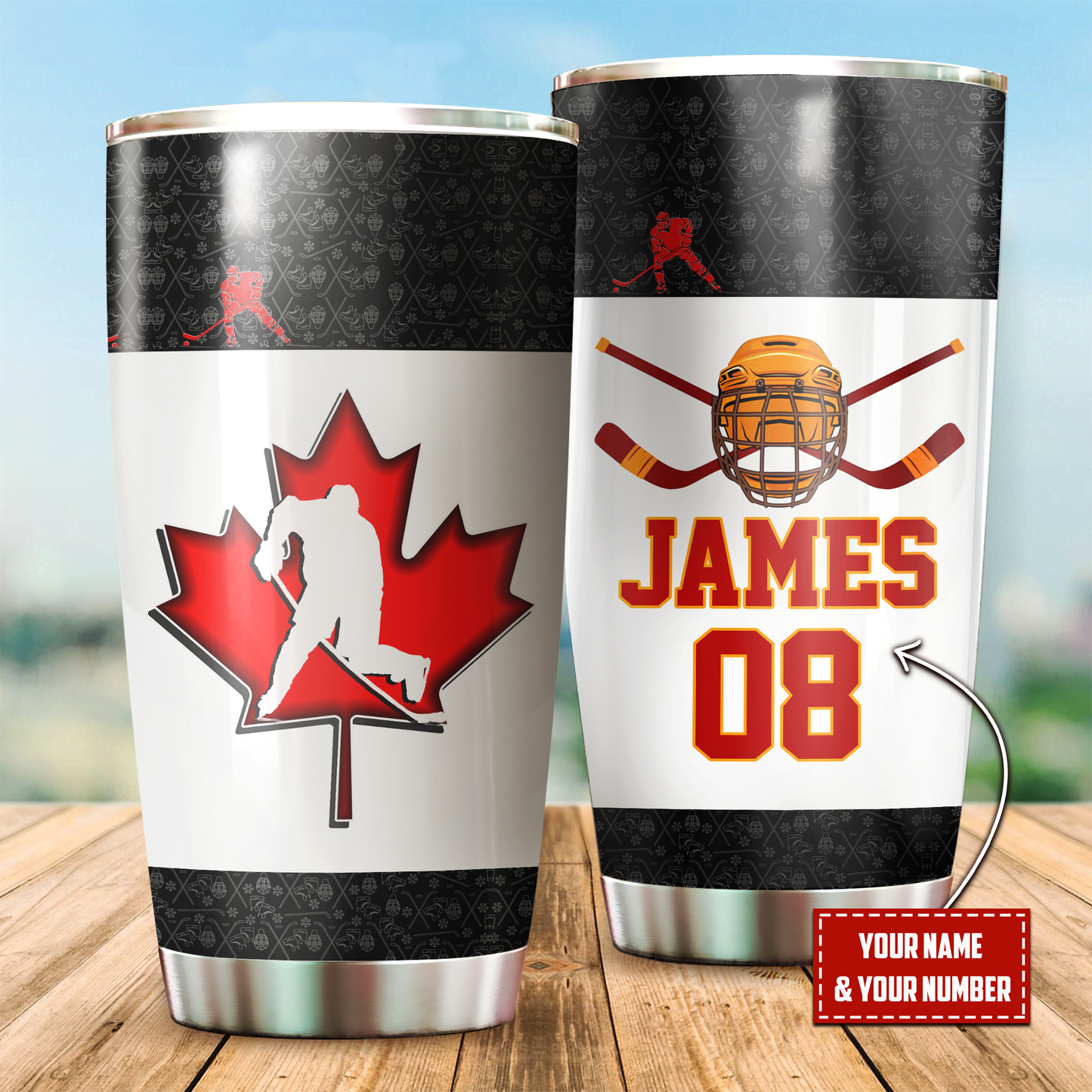 Hockey Stainless Steel Tumbler Custom Name Custom Number XT