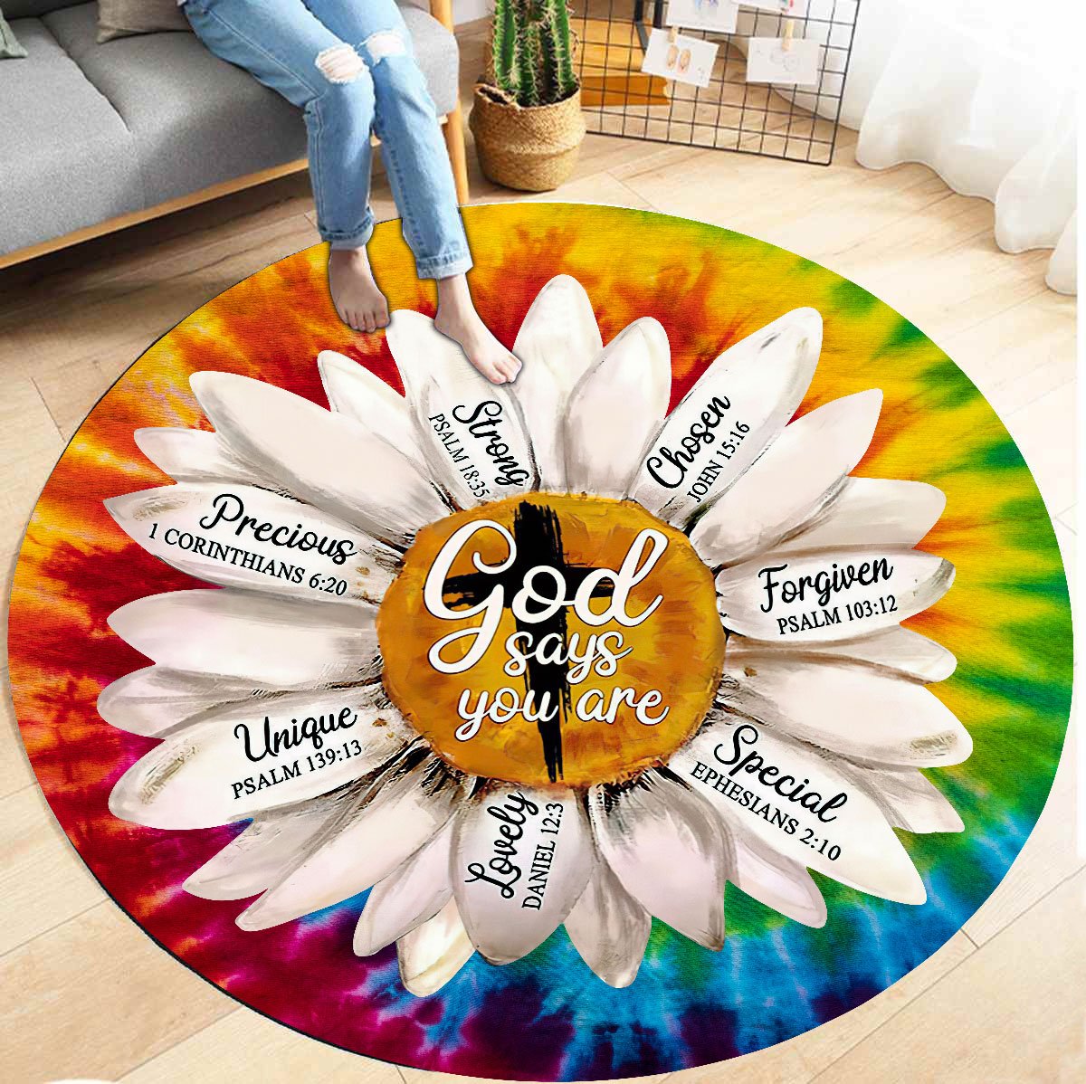 Jesus-Daisy God Say You Are Circle Rug AM19052101.S1