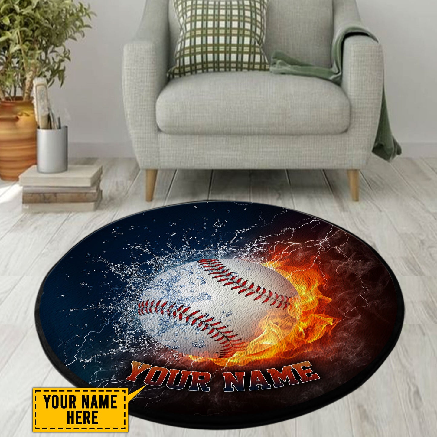 Customize Name Baseball Circle Rug NTN29052103