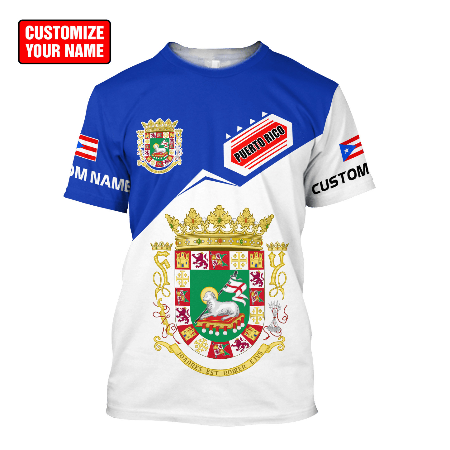 Customize Name Puerto Rico 3D All Over Printed Unisex Shirts