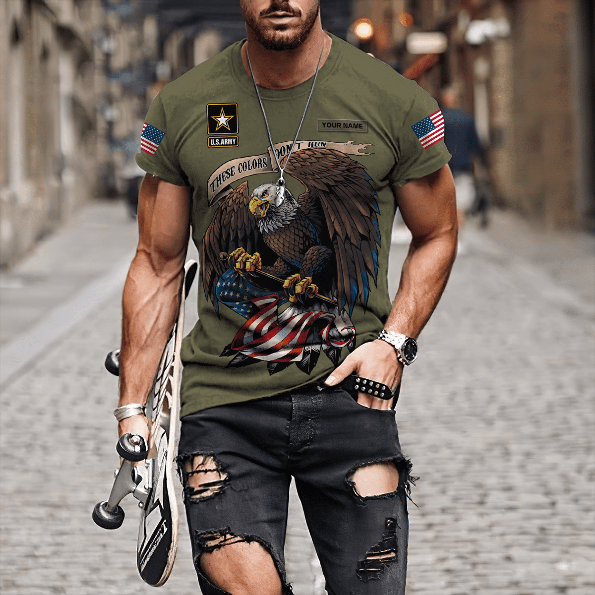 Custom name US Army Veteran Basic Eagle 3d printed shirts Proud Military DQB21052101